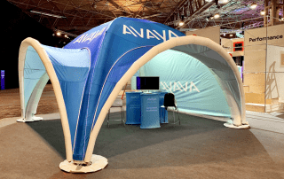 Avaya Inflatable Event Tent supplied by Inflatable Structures Ltd. Our inflatable event tent creates a perfect event stand suitable for indoor or outdoor use