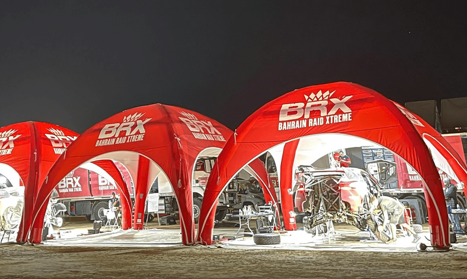 Dakar Rally – Four linked 7m x 7m Inflatable Tents for Prodrive BRX Entry Dakar Rally - Four linked 7m x 7m Inflatable Tents for Prodrive BRX Entry