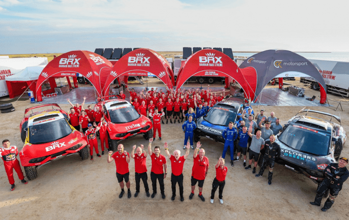 Dakar 2023 Update - The team assembled in front of the Axion inflatable event tents