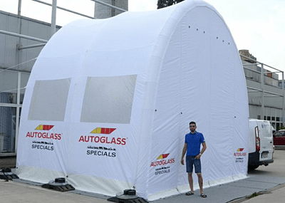 Autoglass - AXION POD Inflatable Tunnel Tent for use as a vehicle workshop, event entrance tunnel or covered walkway