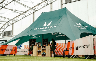 My Protein Sports Nutrition Brand with their TIPI event tent from Inflatable Structures Limited